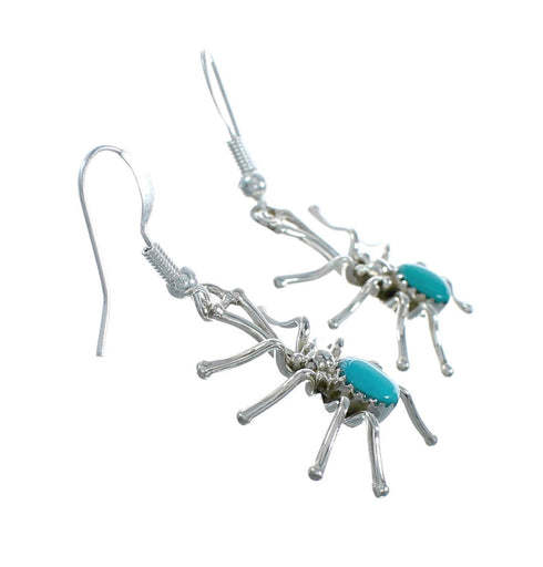 Sterling Silver Spider Turquoise Native American Hook Earrings X10828